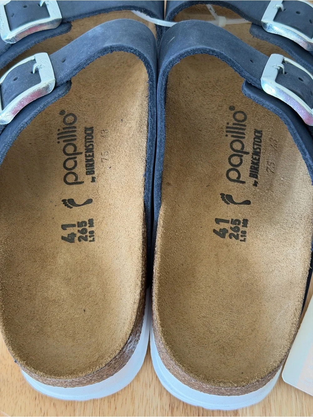 NWT Papillio Birkenstock Navy Nubuck Platform Sandals EU 41